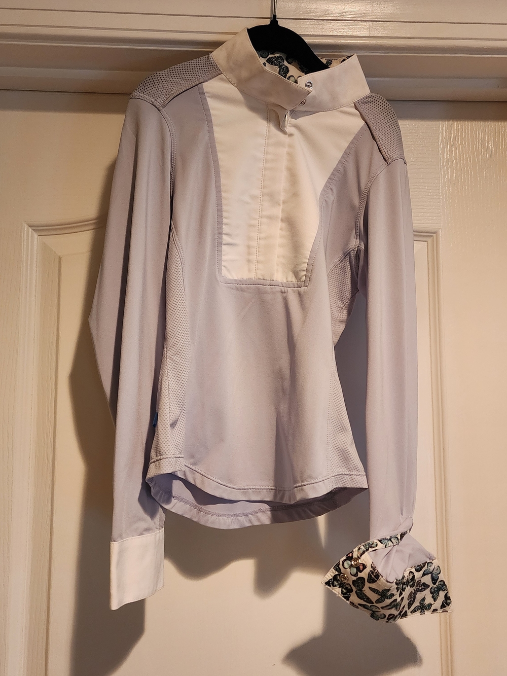 Kids Chestnut Bay Long Sleeve Light Lavender Equestrian Show Shirt